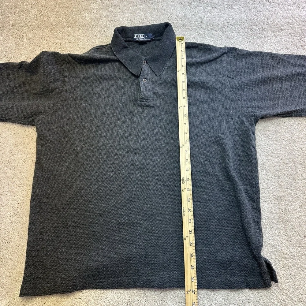Polo Ralph Lauren Shirt Mens XL Gray Long Sleeve Polo Big Pony Logo Casual
